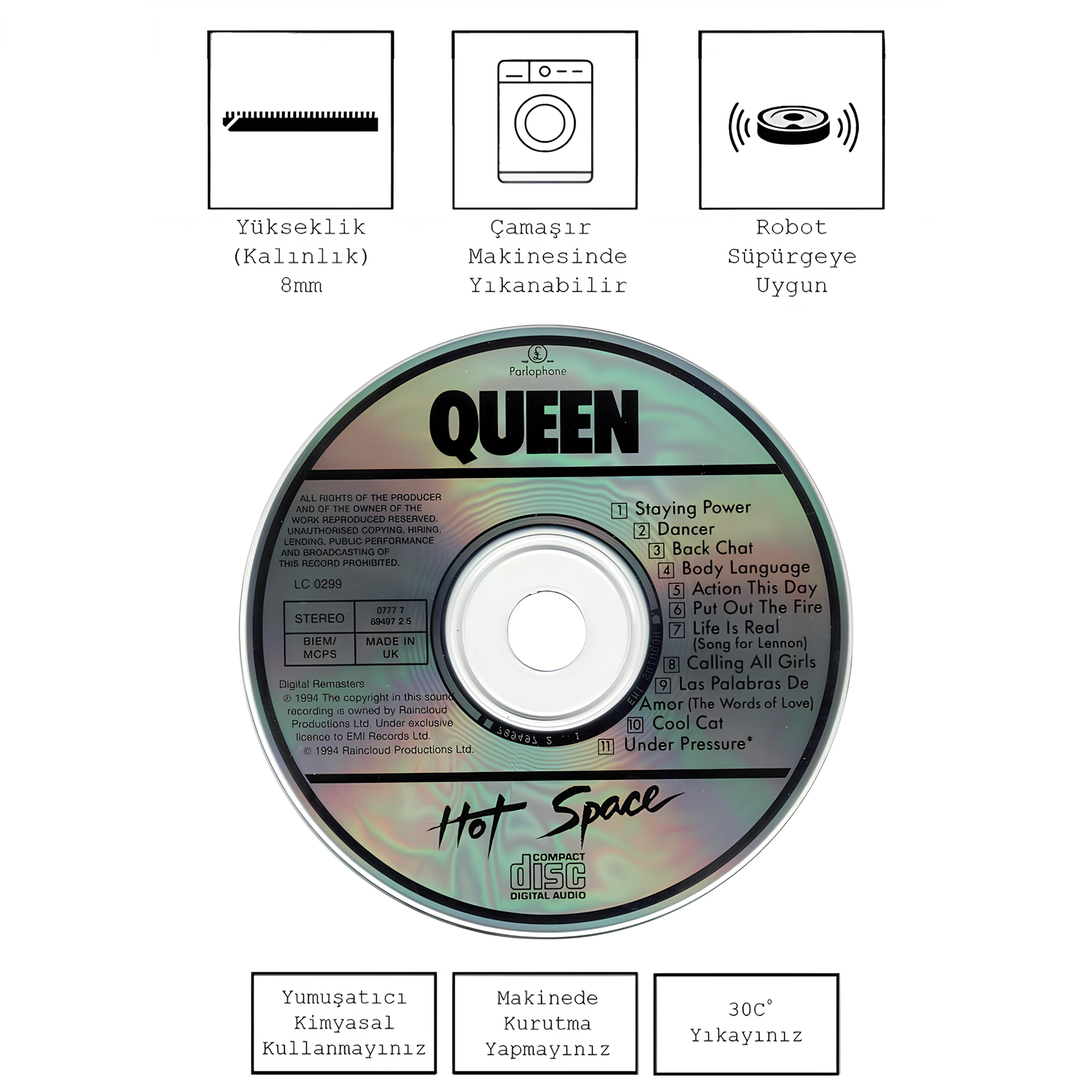 queen hot space cd, kinnsich halı