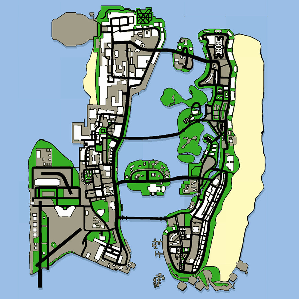 gta vice city map, kanvas tablo