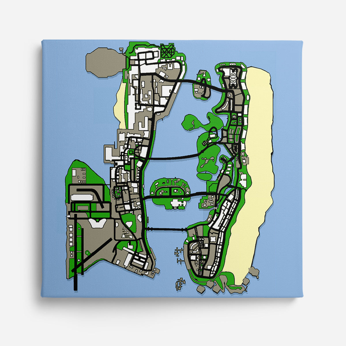 gta vice city map, kanvas tablo